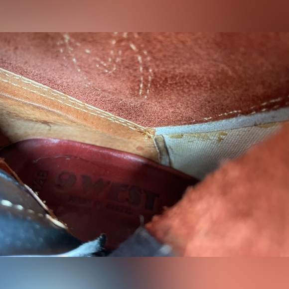 Vintage Nine West Cognac Leather Stack Heel Campus Boots - Picture 14 of 14